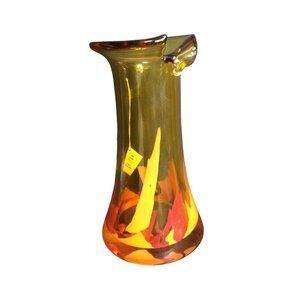 Vintage MCM Art Glass Vase Handmade by Atelier Princ Zdar Nad Sazavou Orange